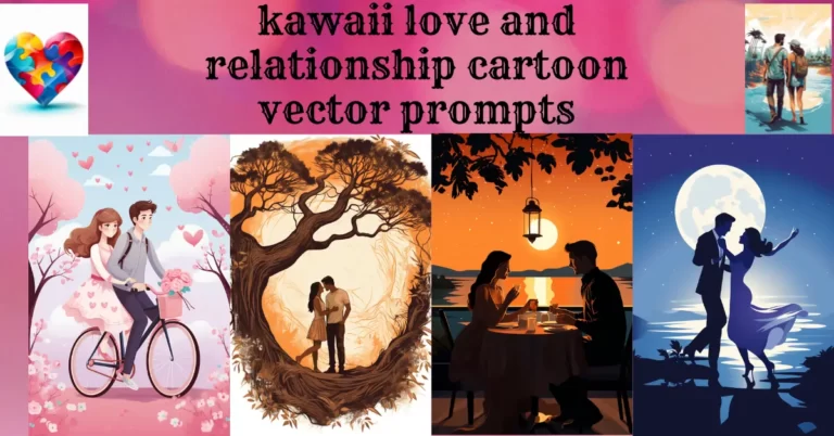 kawaii vector cartoon prompts for love and relationship illustrations and graphics design