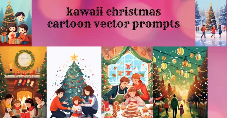 kawaii vector cartoon prompts for Christmas illustrations and graphics design